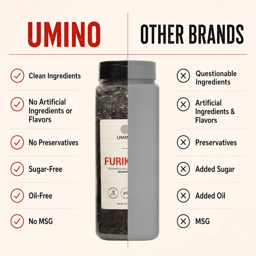 Umino Furikake | Multi-Purpose Japanese Seasoning with Nori, Sesame & Sea Salt | USA Made, Additive & MSG Free | 13.2 oz